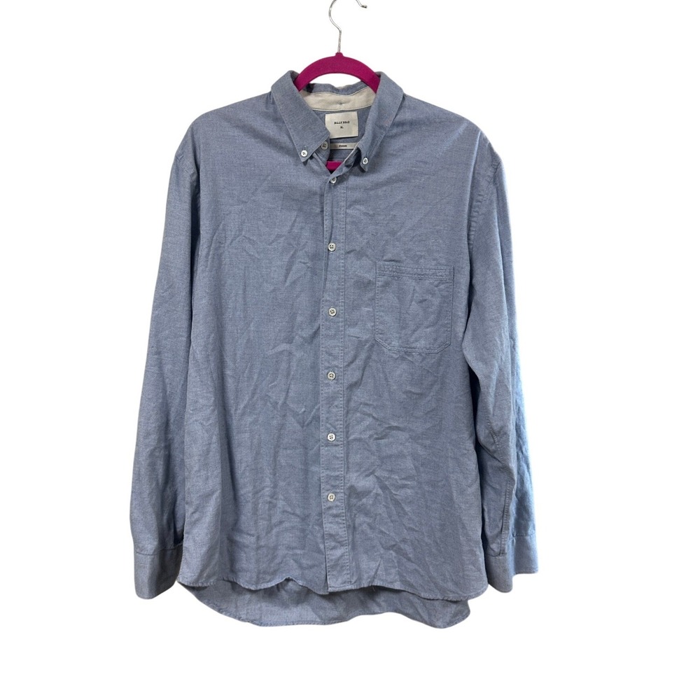 Billy Reid Men Blue Cotton Cashmere Blend Button Down Shirt XL Standard Fit